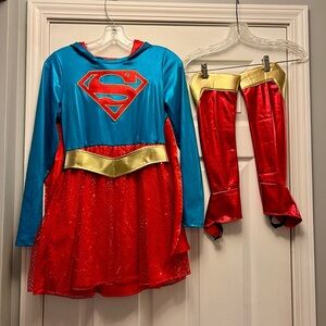 DC Comics Girls Superman Costume - Blue and Red with Gold Accents